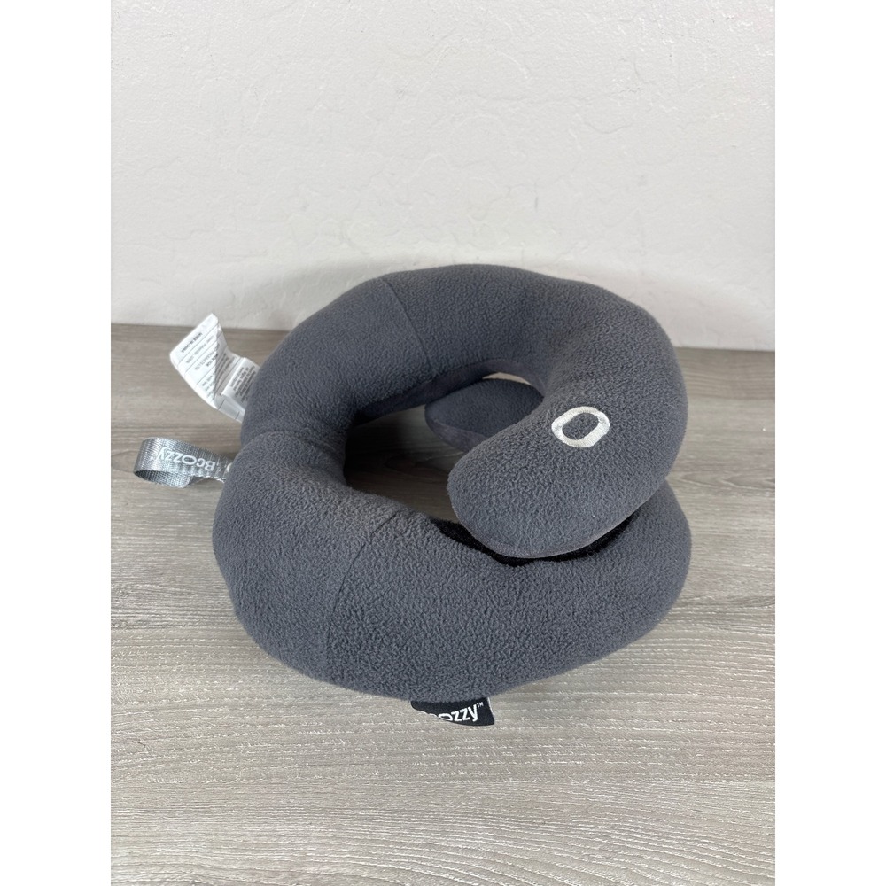 BCOZZY Chin Supporting Travel Pillow Charcoal Grey Fleece Neck Support